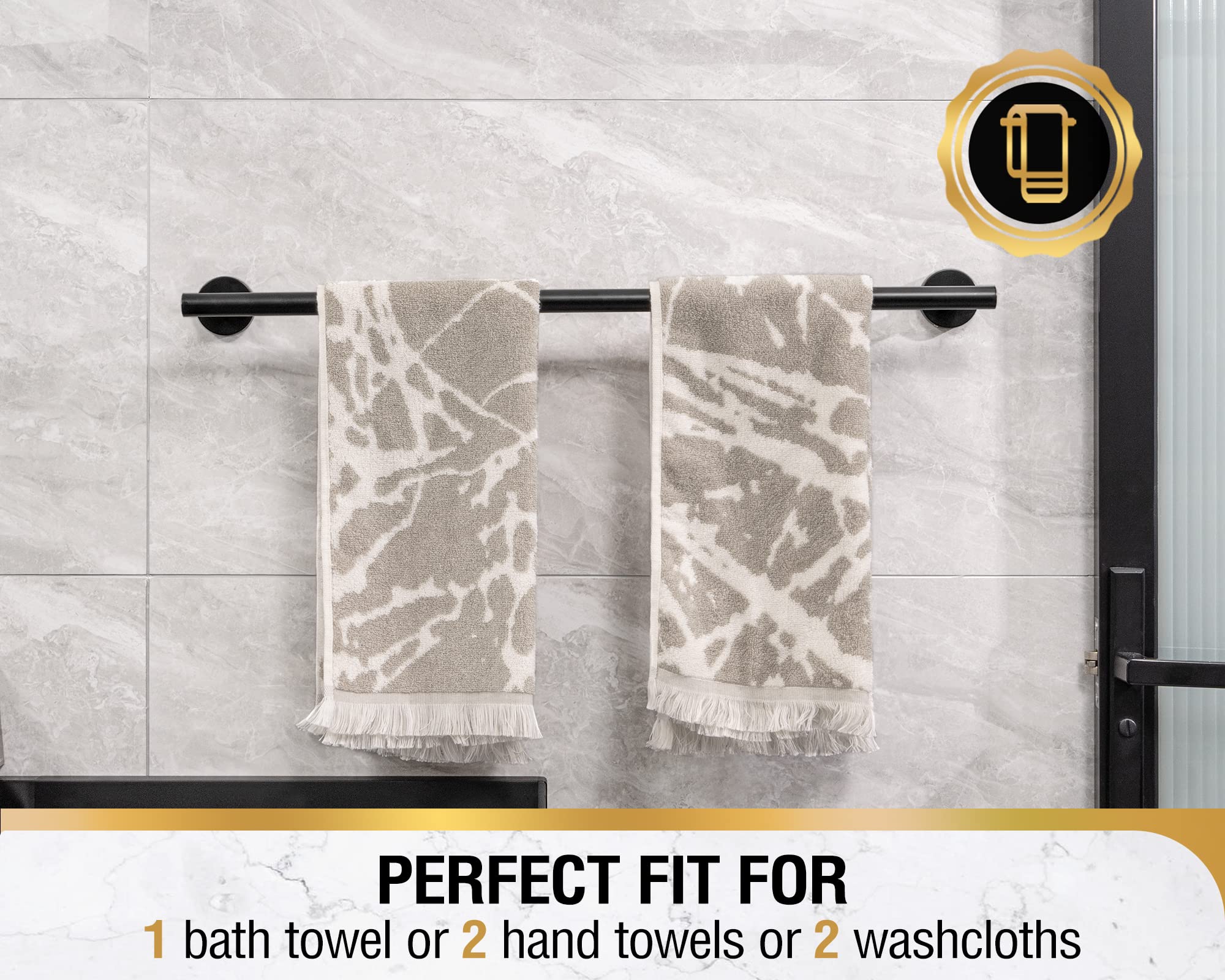 Hitslam Matte Black 25.7 Inch Towel Bar For Bathroom, Sus304 Stainless Steel Bathroom Towel Rack Wall Mounted, Modern Home Decor